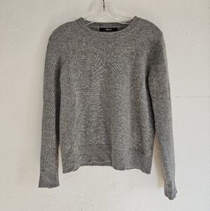 Quince Large Mongolian 100% Cashmere Crewneck Sweater Heathered Grey